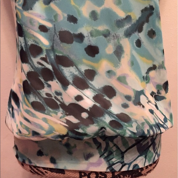 BCX Sheer Sleeveless Blue Multicolor Blouse-S - Picture 5 of 7